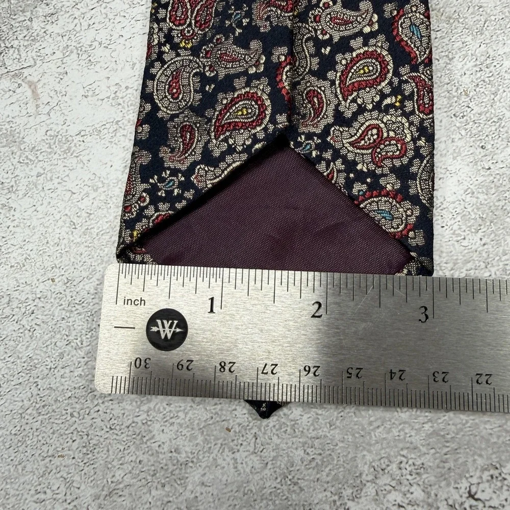Polo By Ralph Lauren 100% Silk Tie Mens One Size Black‎ Paisley Made In USA